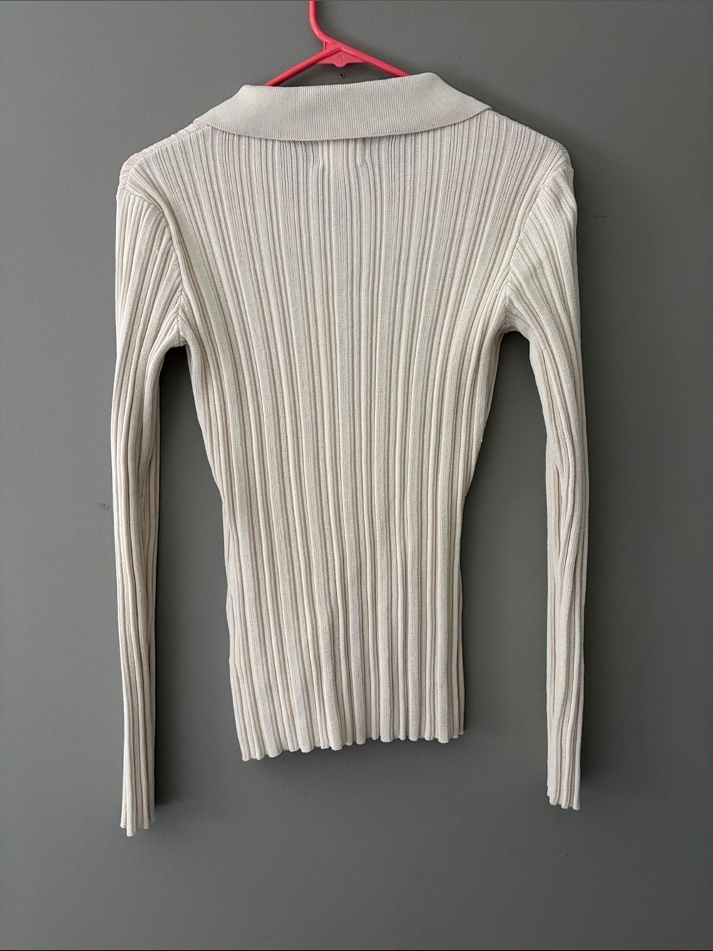 H&M Neutral Ribbed Long Sleeve Top Small - Picture 5 of 8